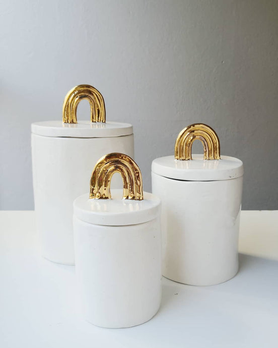 Golden Rainbow Jars Calico Ceramics